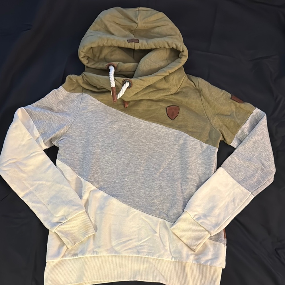 Women's Olive and Gray Hoodie Sweater